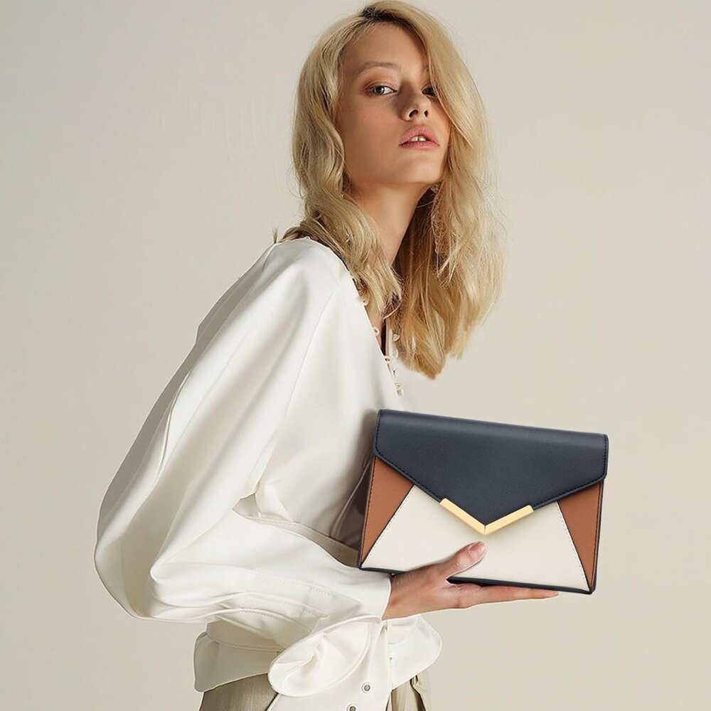 ⚡ Women's Multi Leather Elegant Snap Closure Envelope Foldover Clutch Bag